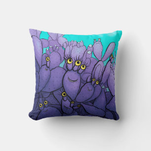 Purple Cactus Funny Succulent Throw Pillow