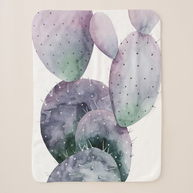 Purple Cactus Sherpa Blanket (Front)
