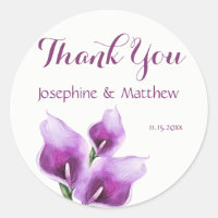 Purple Calla Lillies Watercolor Wedding Thank You
