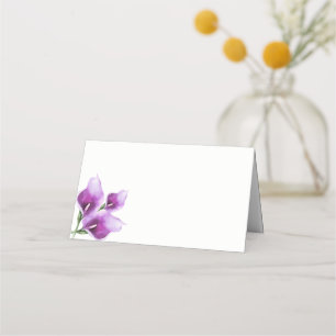 Purple Calla Lily Floral Watercolor Wedding Place Card