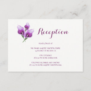 Purple Calla Lily Floral Wedding Reception Enclosure Card