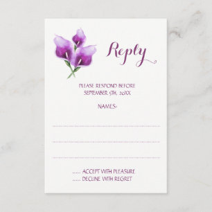 Purple Calla Lily Monogram Wedding Reply Cards