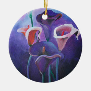 Purple Callas Lilac And Purple Art Ceramic Ornament