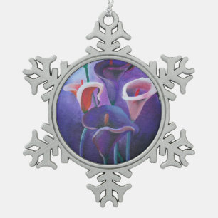 Purple Callas Lilac And Purple Art Snowflake Pewter Christmas Ornament