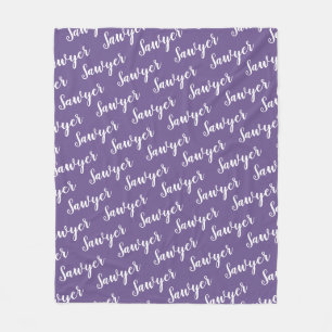 Purple Calligraphy Personalized Repeat Name Fleece Blanket