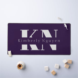 Purple calligraphy script Name Desk Mat