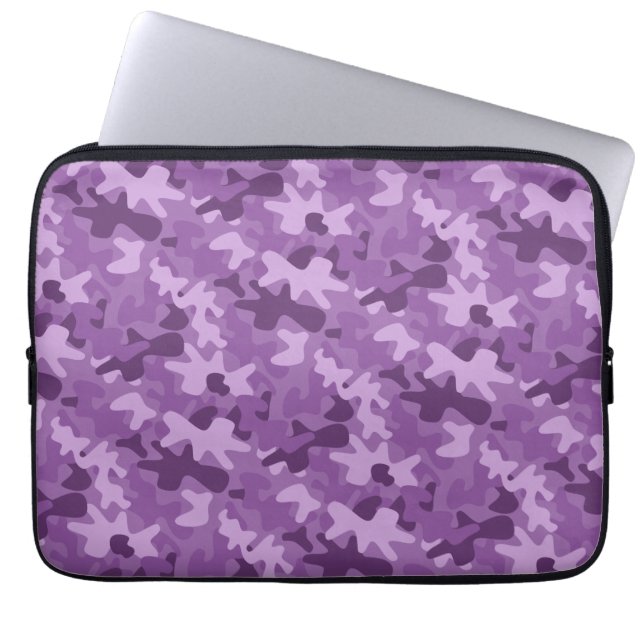 Purple Camo Camouflage Pattern Laptop Sleeve (Front)