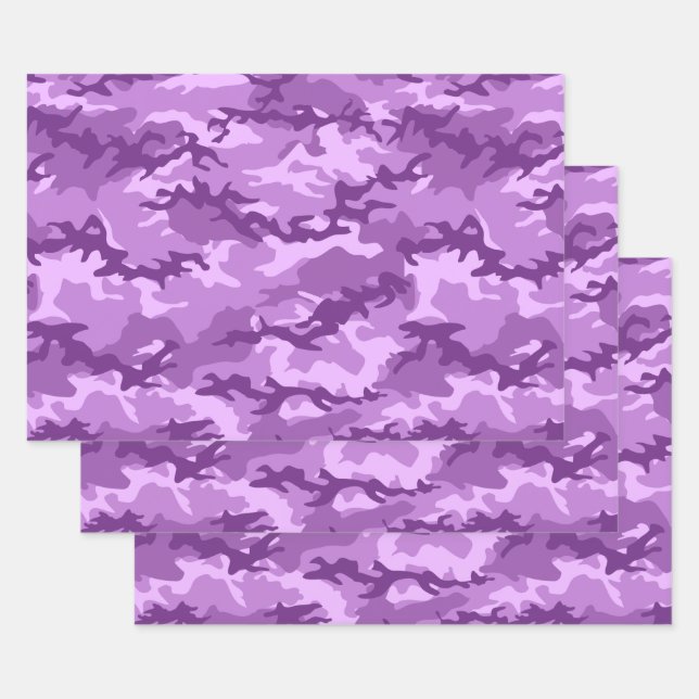 Purple Camo Camouflage Wrapping Paper Sheets (Set)