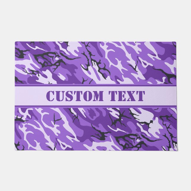 Purple Camo Doormat with Custom Lettering (Front)