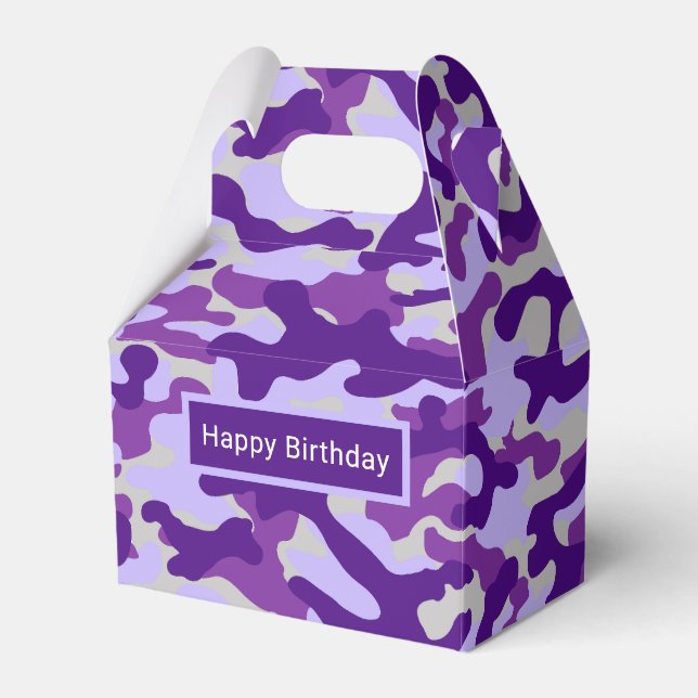 Purple Camo  Favor Box (Front Side)