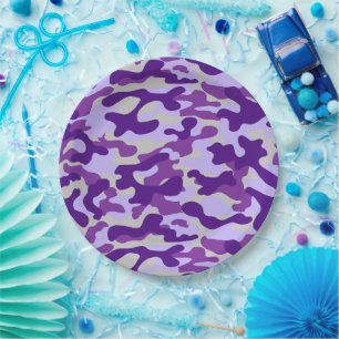 Purple Camo Paper Plate