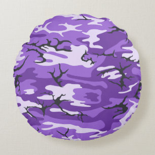 Purple Camo Round Pillow