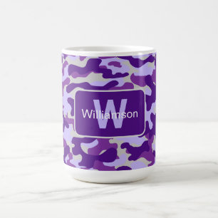 Purple Camo With Personalization   Coffee Mug