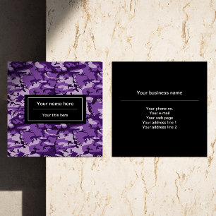 Purple Camouflage, Camouflage, Military, Army Square Business Card
