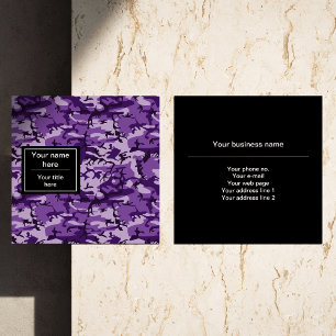 Purple Camouflage, Camouflage, Military, Army Square Business Card