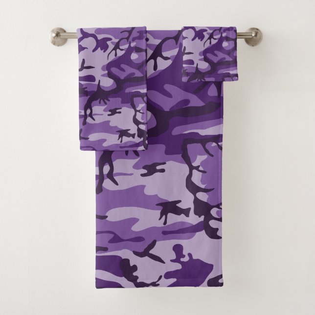 Purple Camouflage, Military, Army Bath Towel Set (Insitu)