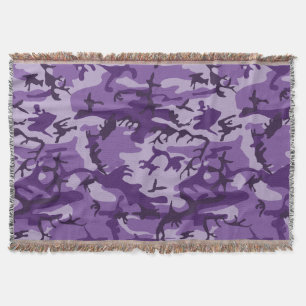 Purple Camouflage, Military, Army Throw Blanket