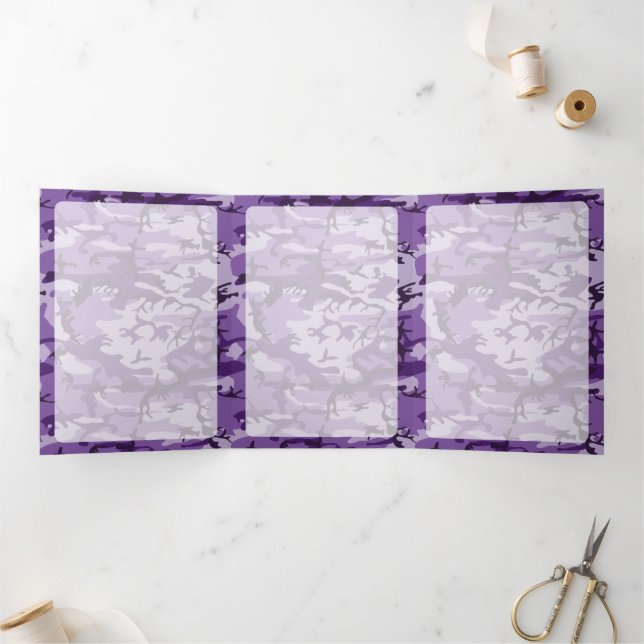 Purple Camouflage, Military, Army Tri-Fold Card (Inside)