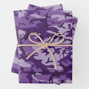 Purple Camouflage, Military, Army Wrapping Paper Sheet