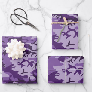 Purple Camouflage, Military, Army Wrapping Paper Sheet