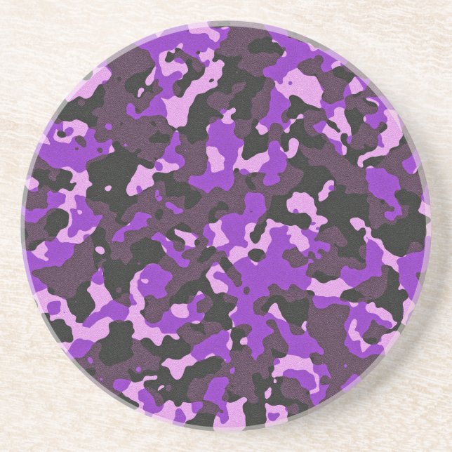 Purple camouflage pattern coaster (Front)