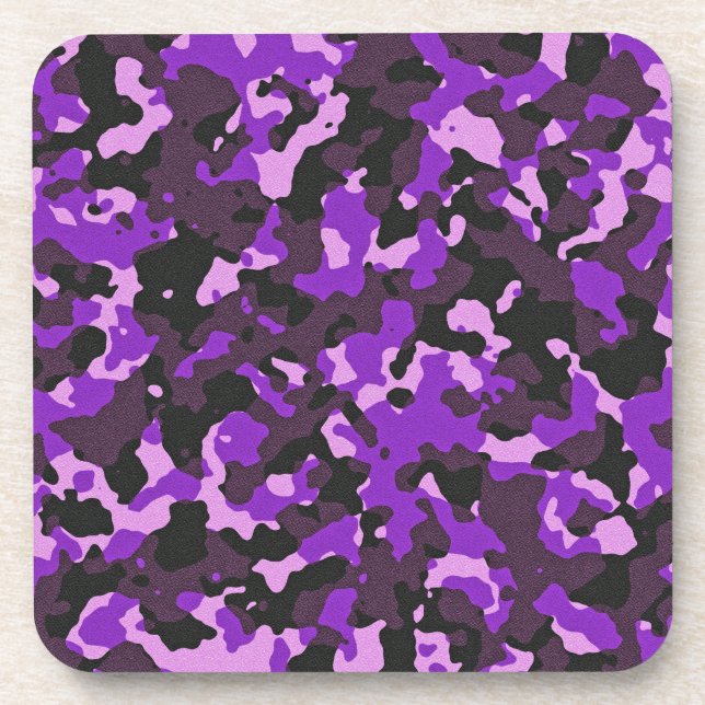 Purple camouflage pattern coaster (Front)