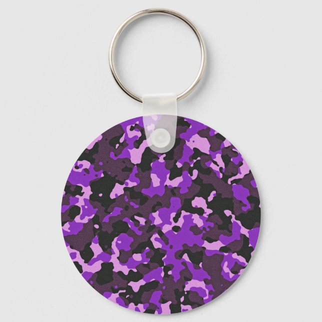 Purple camouflage pattern keychain (Front)