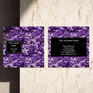 Purple Camouflage Pattern, Military, Army Square Business Card