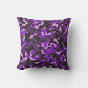 Purple camouflage pattern throw pillow