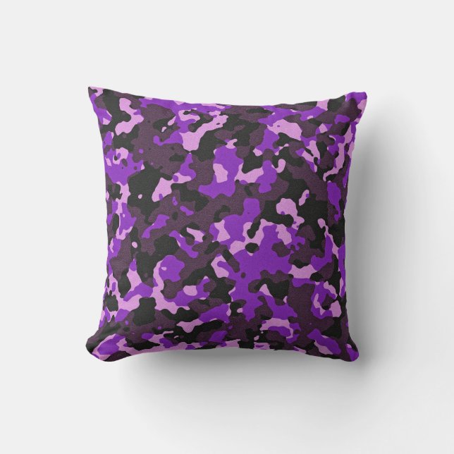 Purple camouflage pattern throw pillow (Front)