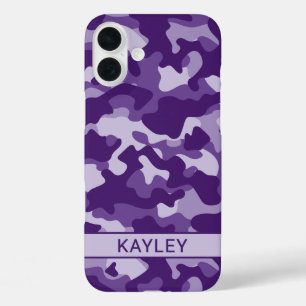 Purple Camouflage Personalized iPhone 16 Plus Case