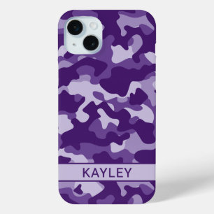 Purple Camouflage Personalized iPhone 15 Mini Case