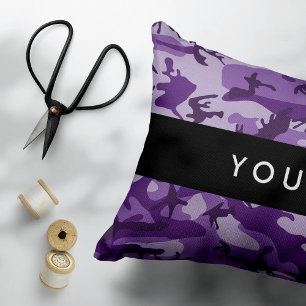 Purple Camouflage Your name Personalize Accent Pillow