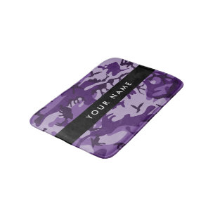 Purple Camouflage Your name Personalize Bath Mat