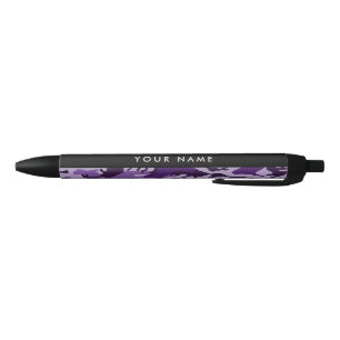 Purple Camouflage Your name Personalize Black Ink Pen