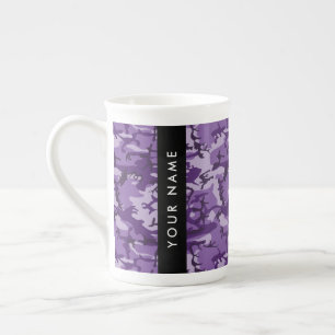 Purple Camouflage Your name Personalize Bone China Mug