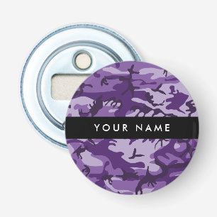 Purple Camouflage Your name Personalize Bottle Opener