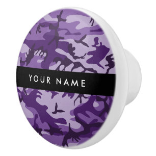 Purple Camouflage Your name Personalize Ceramic Knob