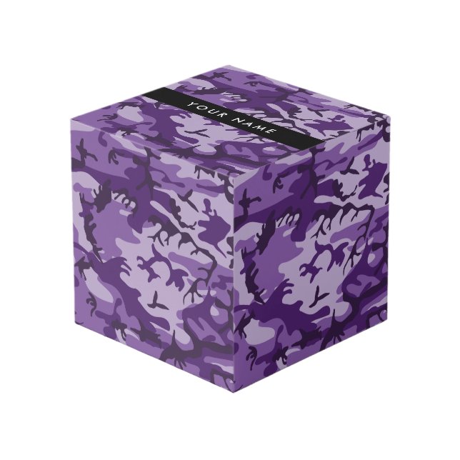 Purple Camouflage Your name Personalize Cube (Front Angled)