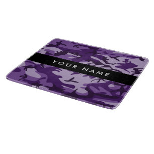 Purple Camouflage Your name Personalize Cutting Board