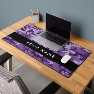 Purple Camouflage Your name Personalize Desk Mat