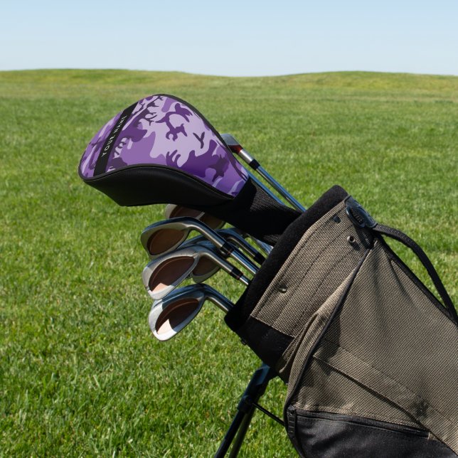 Purple Camouflage Your name Personalize Golf Head Cover (In Situ)