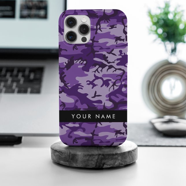 Purple Camouflage Your name Personalize iPhone Case (Creator Uploaded)