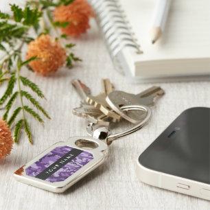 Purple Camouflage Your name Personalize Keychain