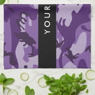 Purple Camouflage Your name Personalize Kitchen Towel