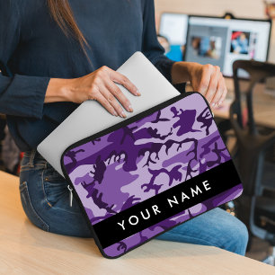 Purple Camouflage Your name Personalize Laptop Sleeve