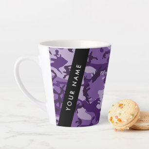 Purple Camouflage Your name Personalize Latte Mug