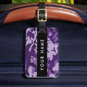 Purple Camouflage Your name Personalize Luggage Tag