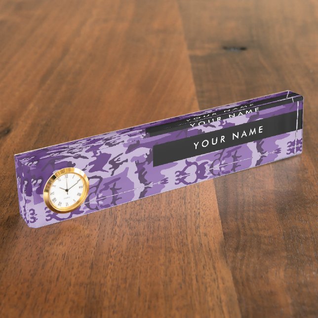 Purple Camouflage Your name Personalize Nameplate (Side)