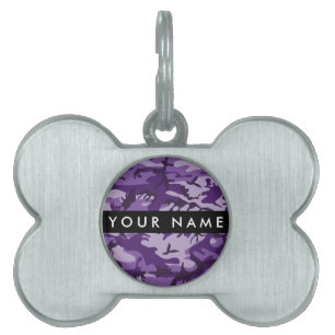 Purple Camouflage Your name Personalize Pet ID Tag